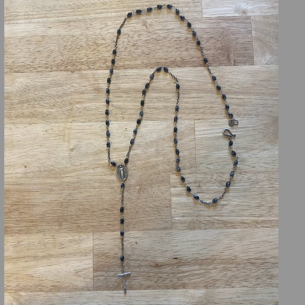 Chan Luu Snowflake Obsidian Sterling Silver Rosary Necklace